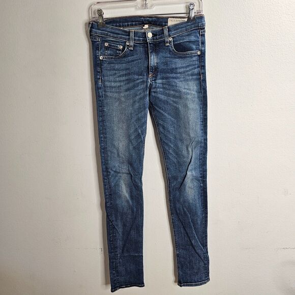 Rag & Bone Brimfield Medium Wash Low Rise Skinny Jeans Intentional Fading 27 - Picture 2 of 7